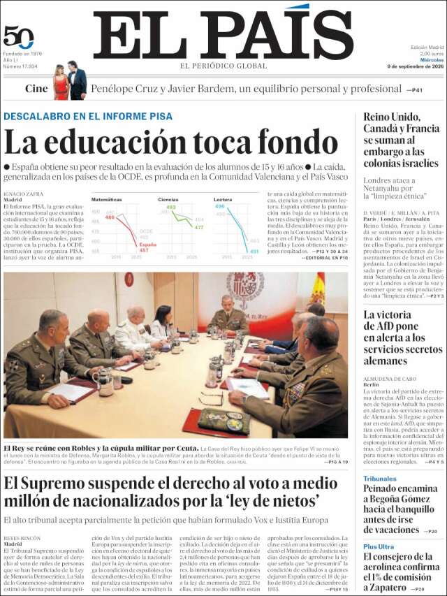 Portada de El País