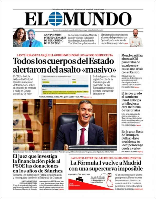 Portada de El Mundo