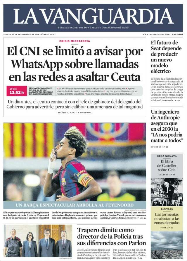 Portada de La Vanguardia