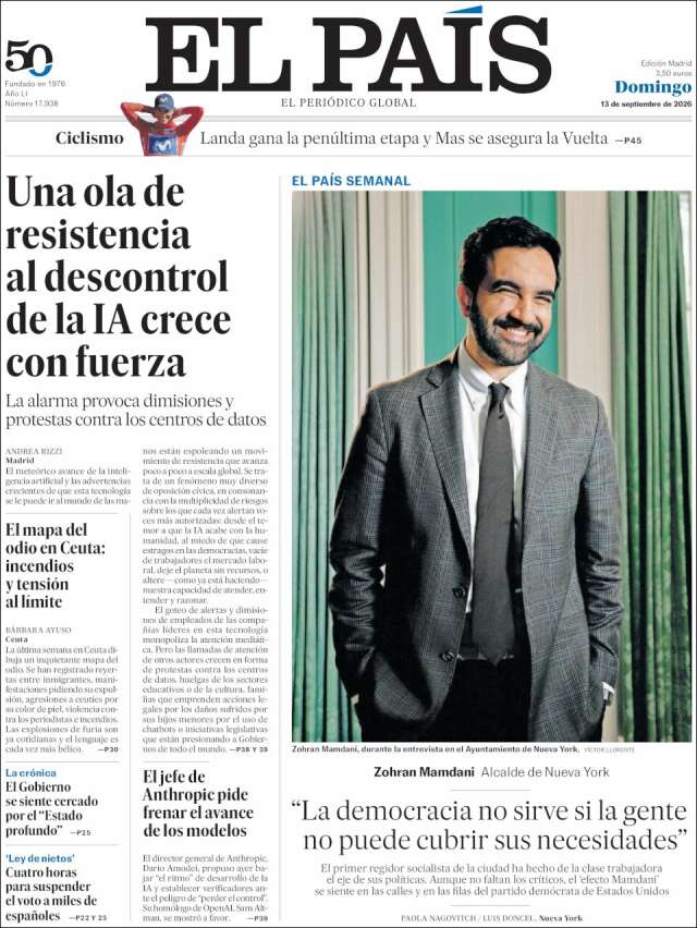 Portada de El País