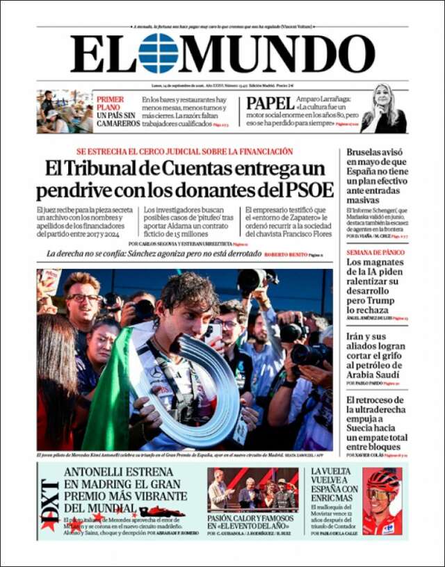 Portada de El Mundo