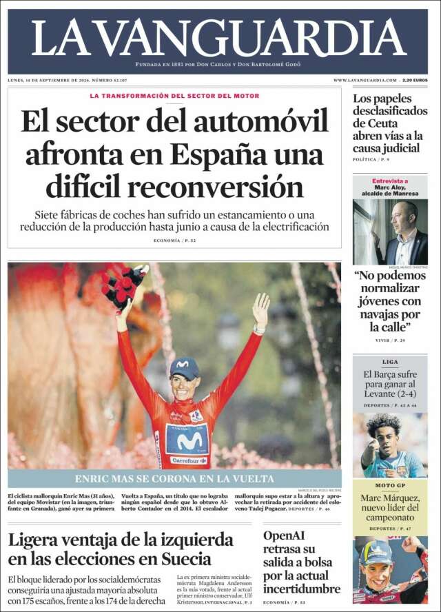 Portada de La Vanguardia