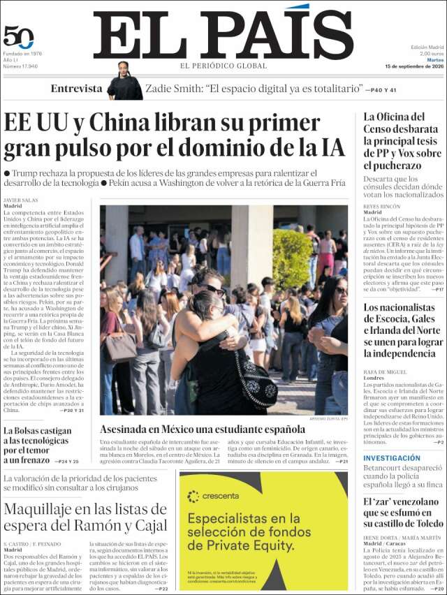 Portada de El País