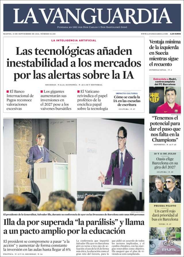 Portada de La Vanguardia