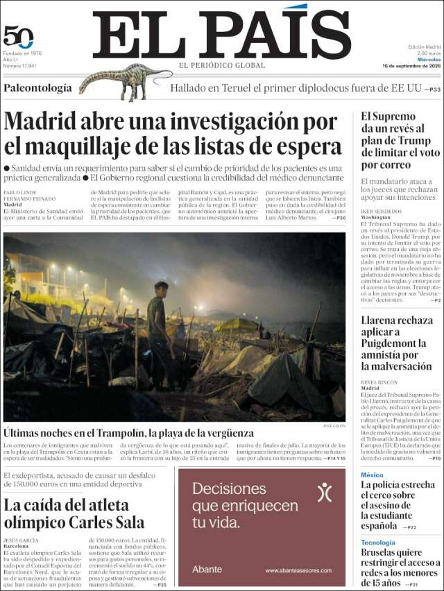 Portada de El País