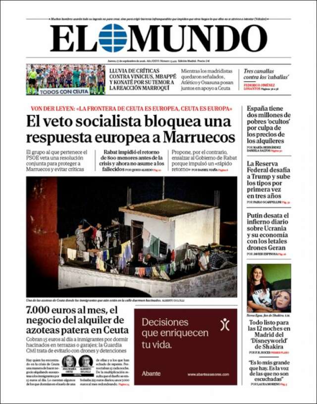 Portada de El Mundo
