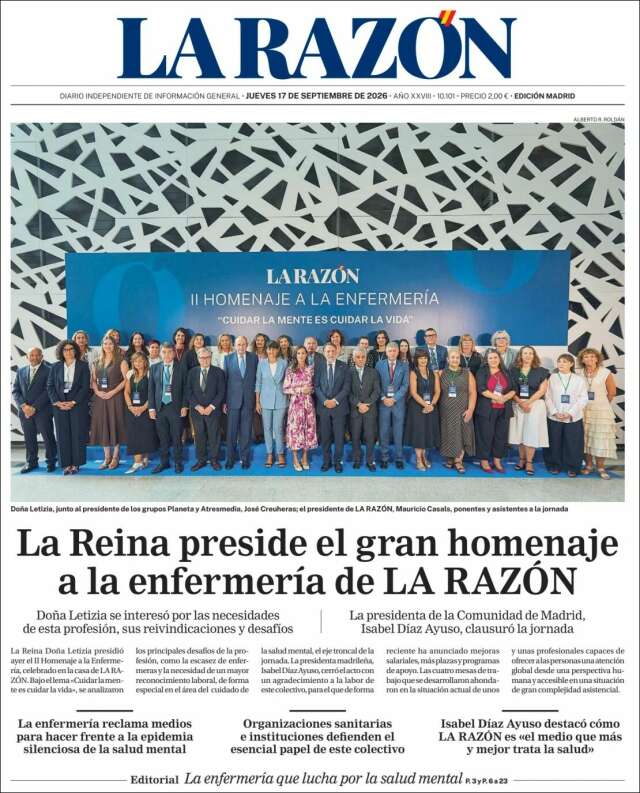 Portada de La Razón