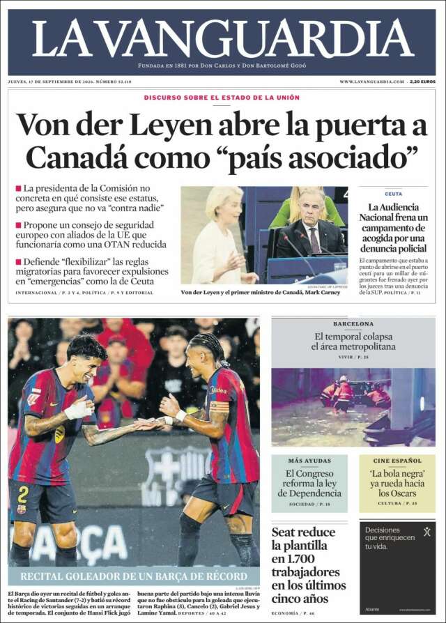 Portada de La Vanguardia
