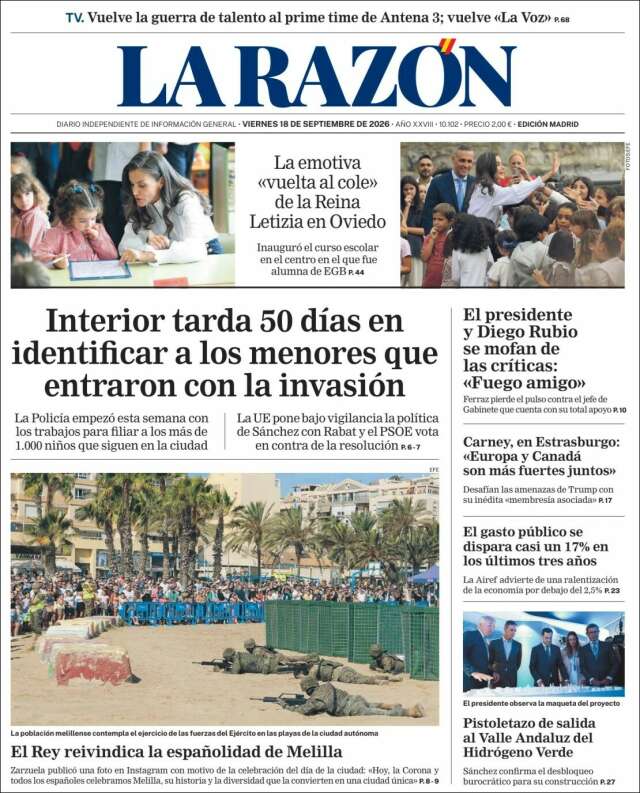 Portada de La Razón