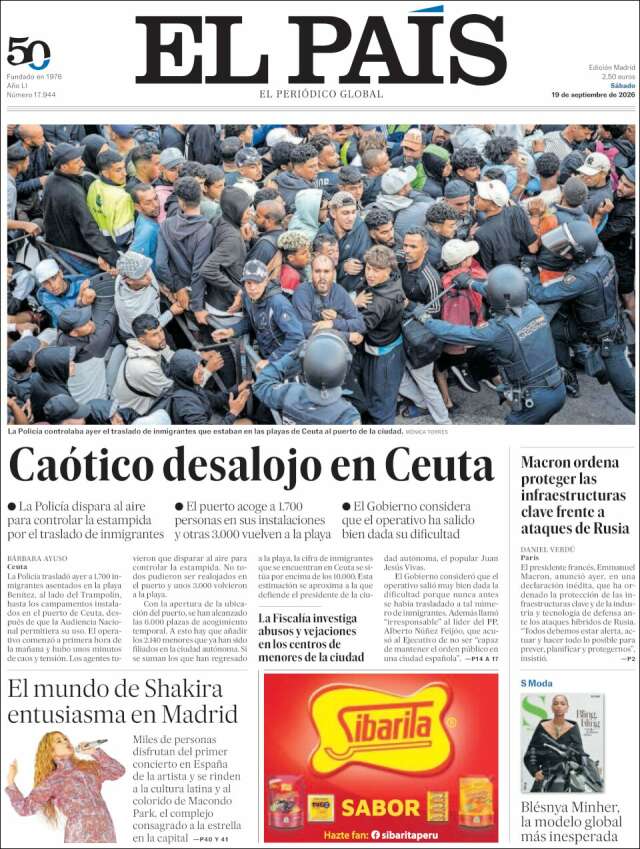 Portada de El País