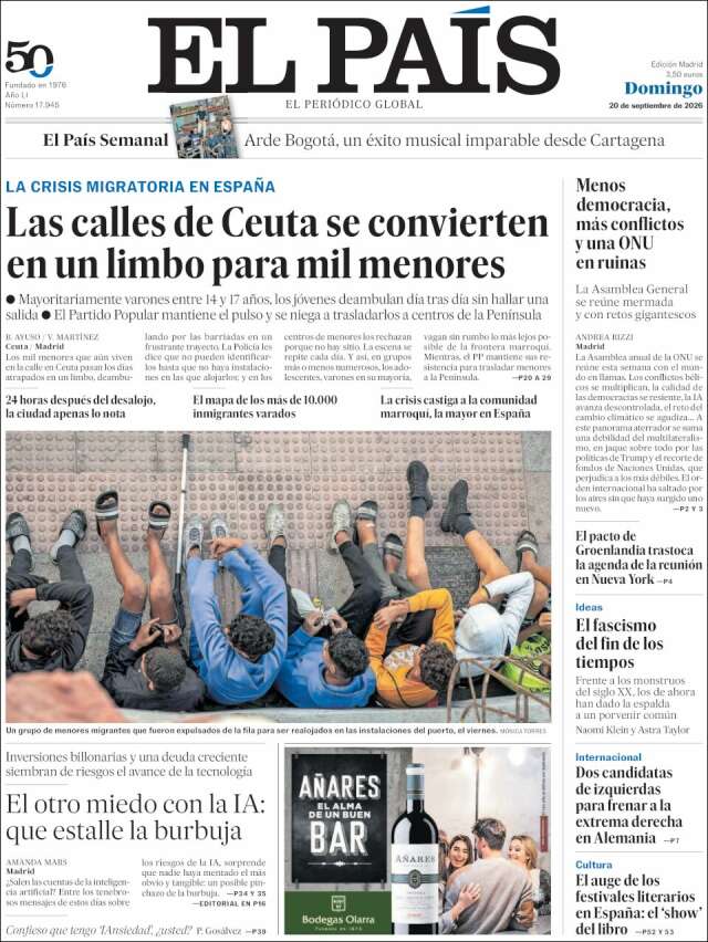 Portada de El País