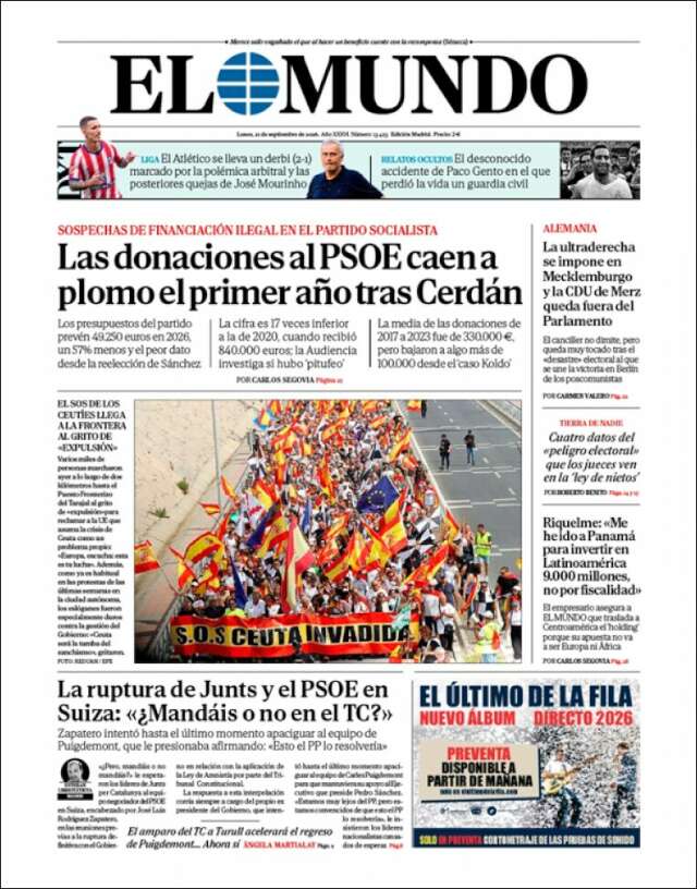 Portada de El Mundo