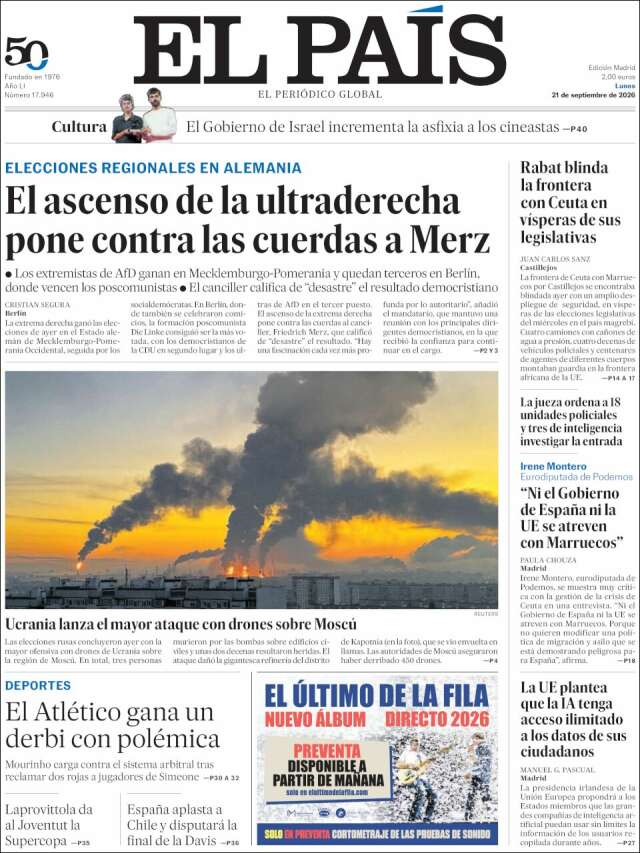 Portada de El País