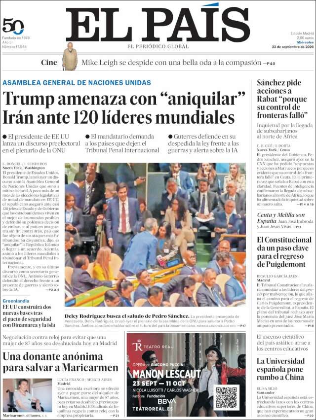 Portada de El País
