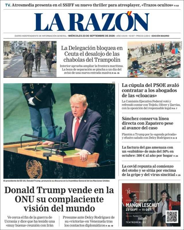 Portada de La Razón