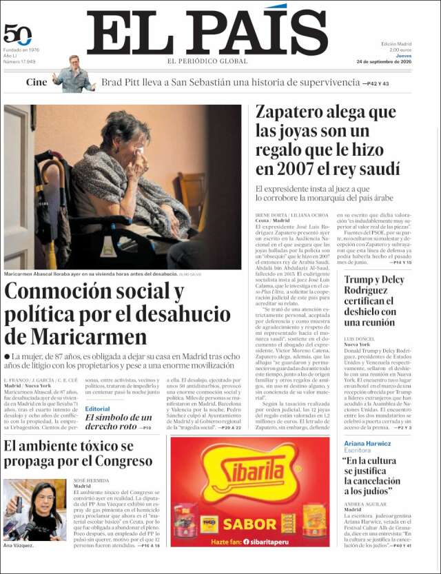 Portada de El País