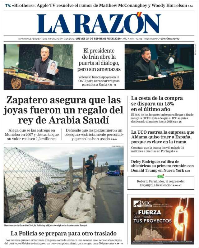Portada de La Razón