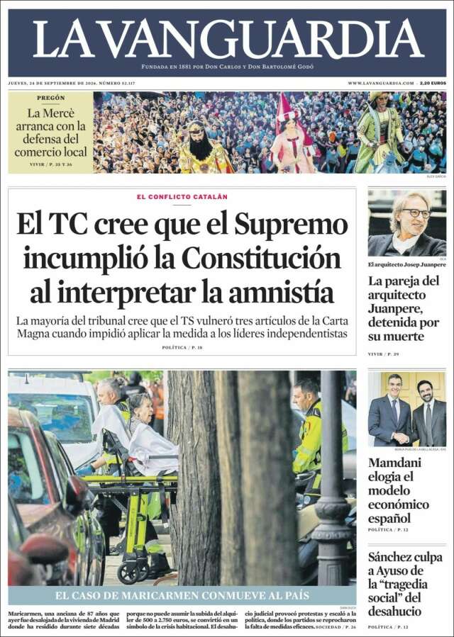 Portada de La Vanguardia