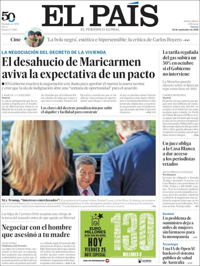 Portada de El País