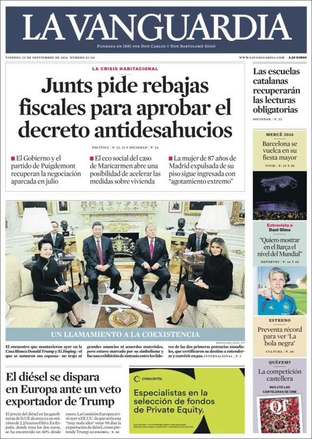 Portada de La Vanguardia