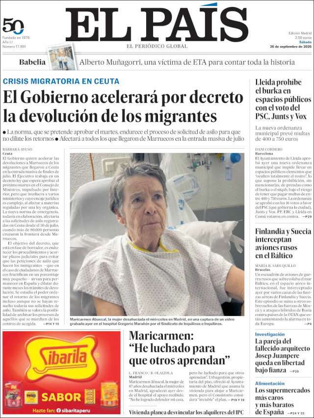 Portada de El País