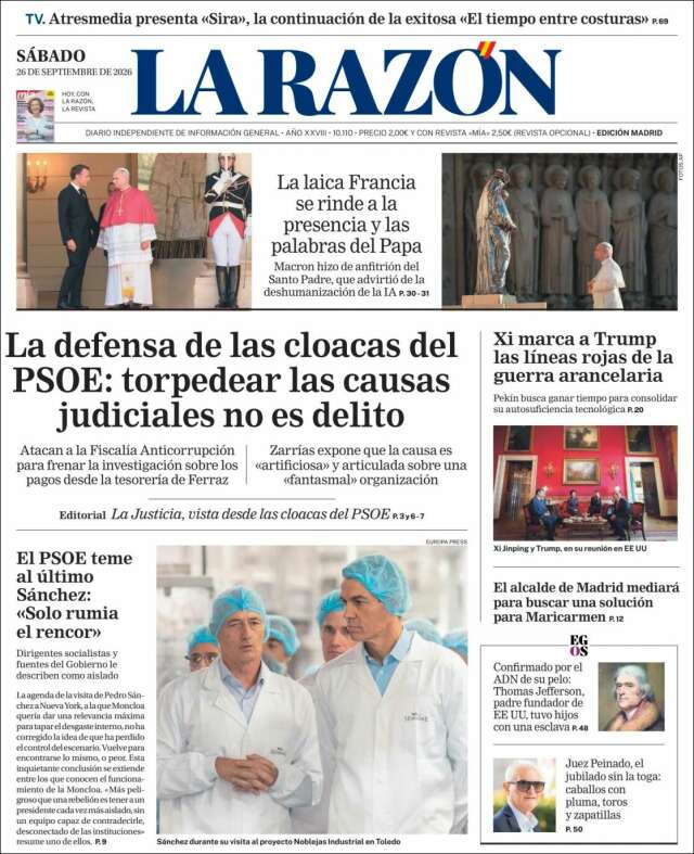 Portada de La Razón