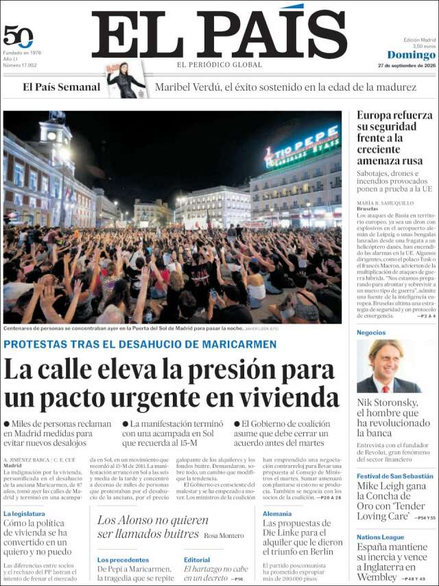 Portada de El País