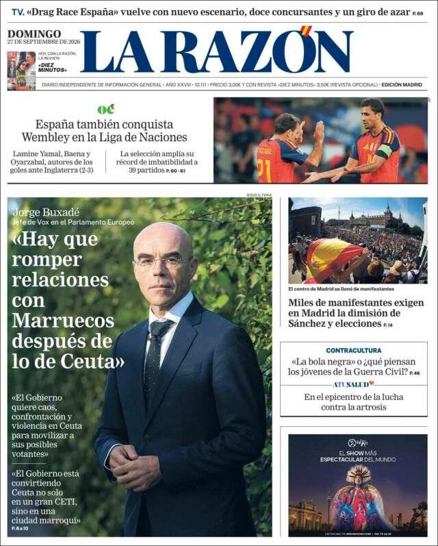 Portada de La Razón