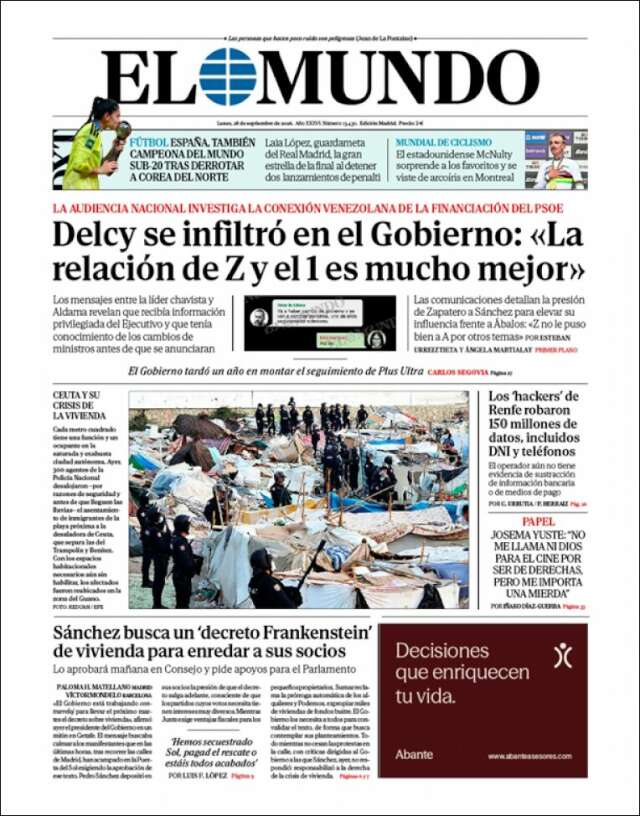 Portada de El Mundo
