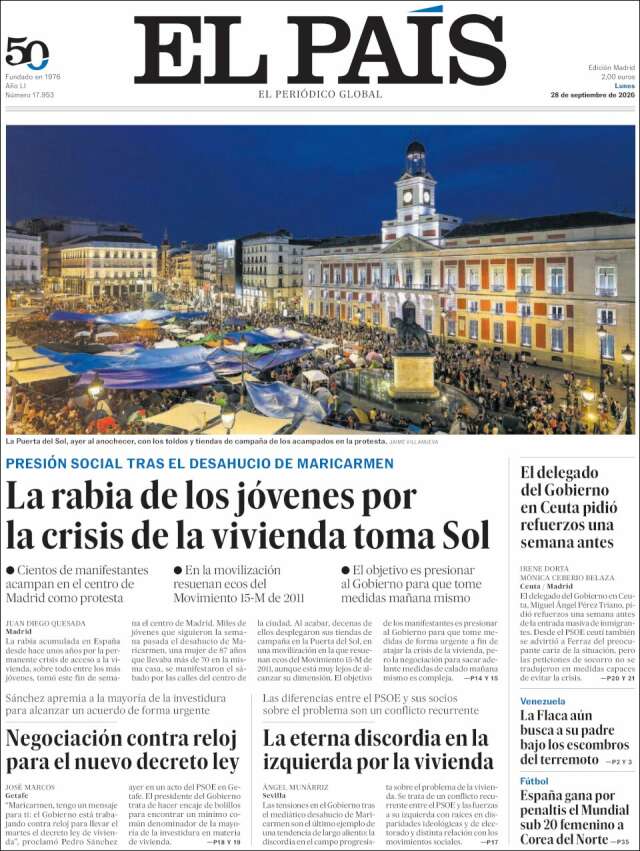 Portada de El País