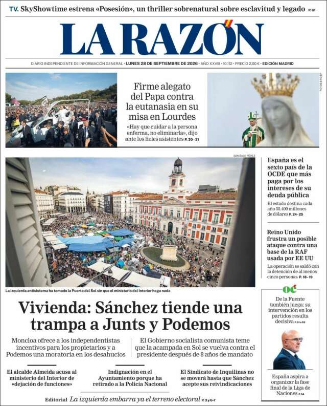 Portada de La Razón