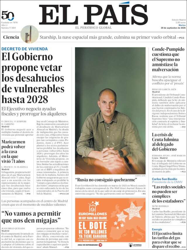 Portada de El País