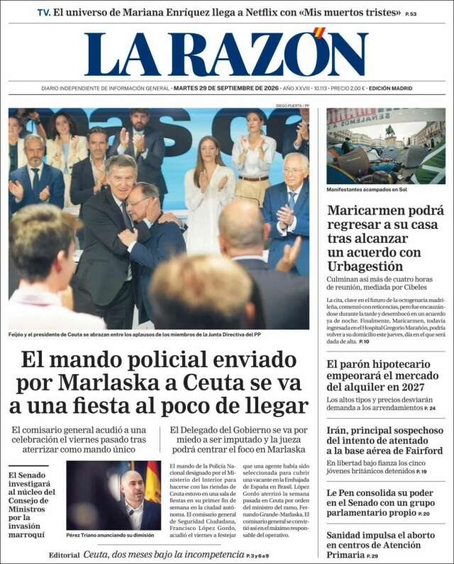 Portada de La Razón