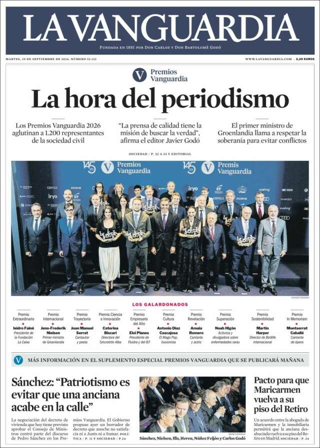 Portada de La Vanguardia