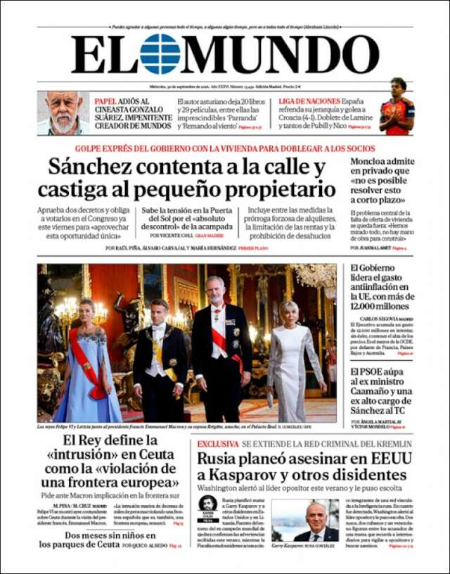 Portada de El Mundo