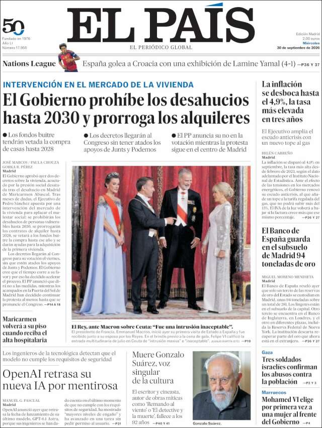 Portada de El País