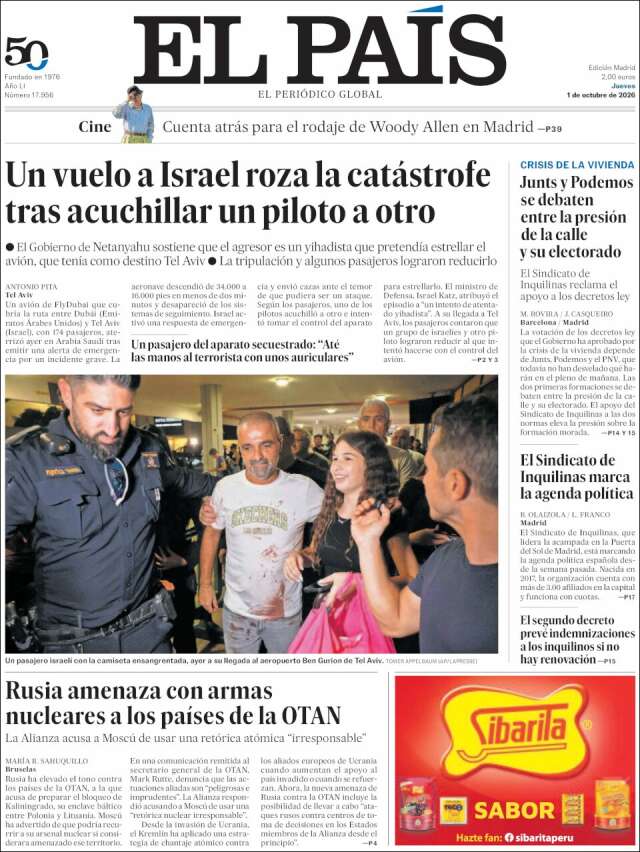 Portada de El País