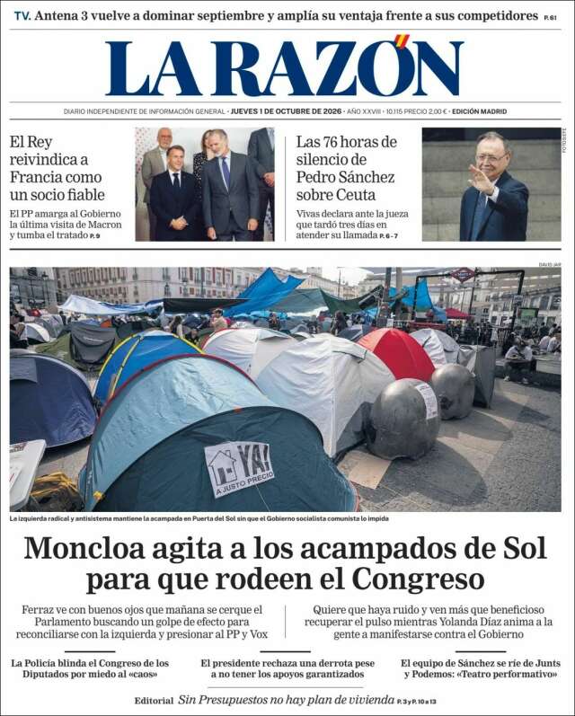 Portada de La Razón