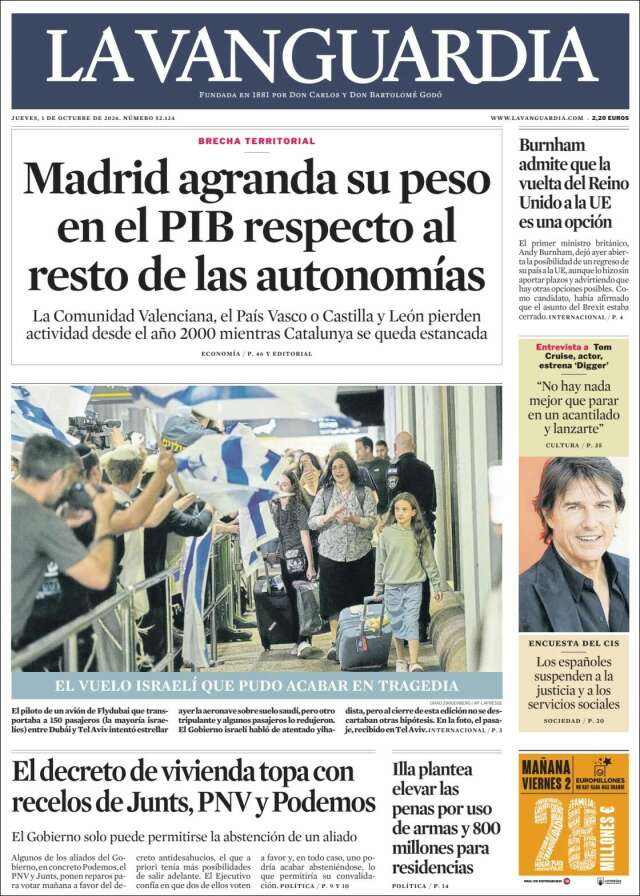 Portada de La Vanguardia