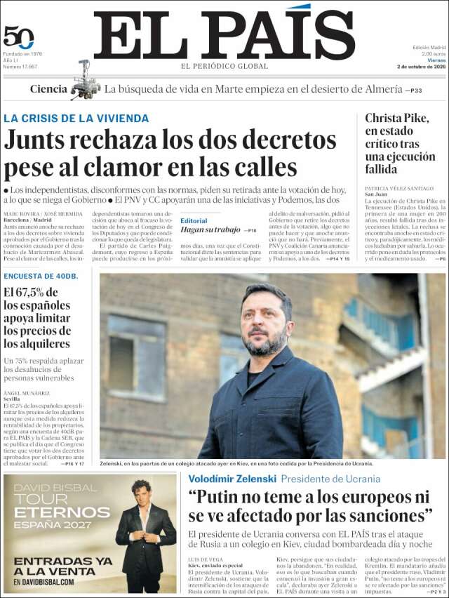 Portada de El País