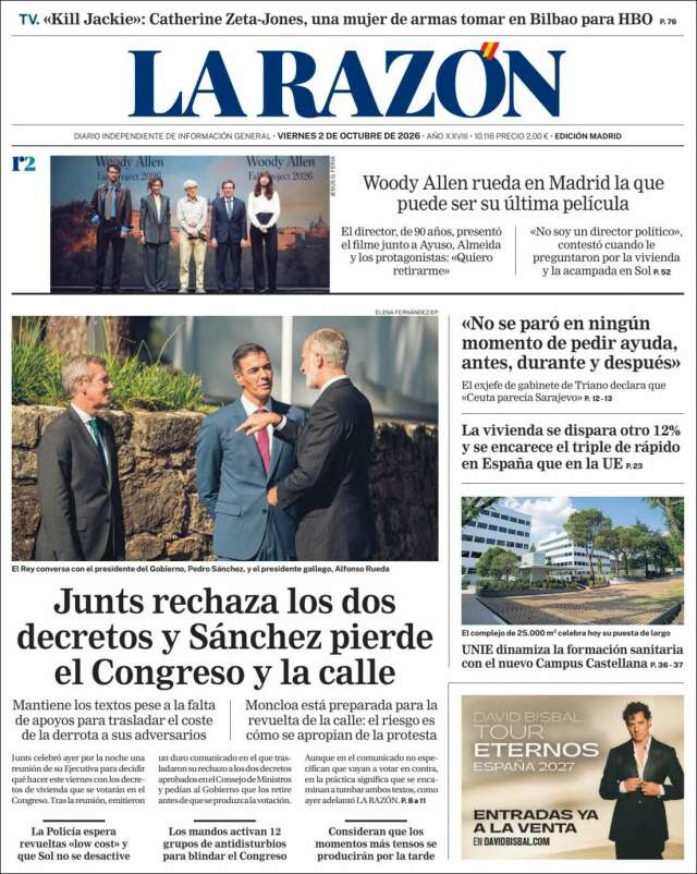 Portada de La Razón