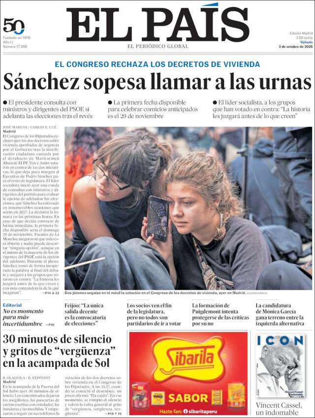 Portada de El País