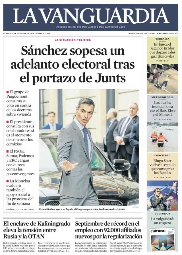 Portada de La Vanguardia