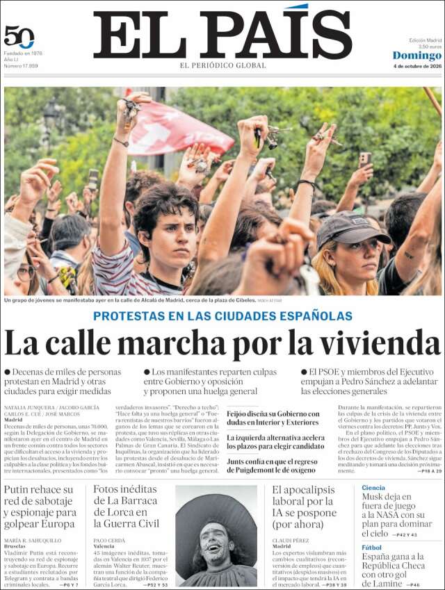 Portada de El País
