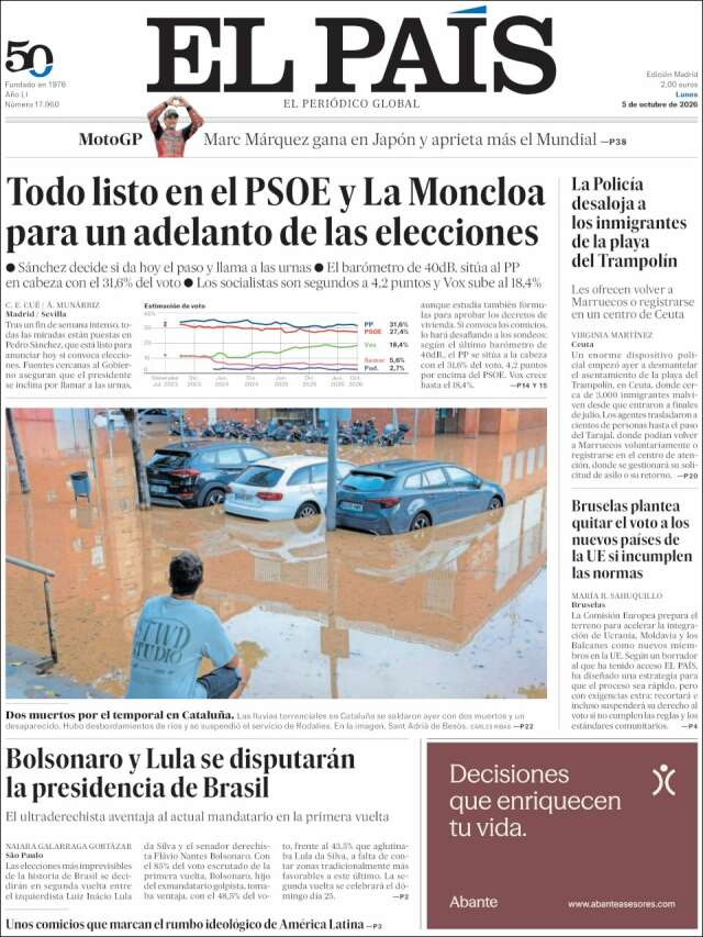 Portada de El País