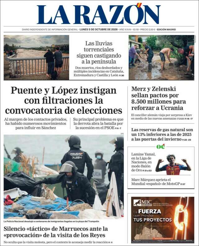Portada de La Razón