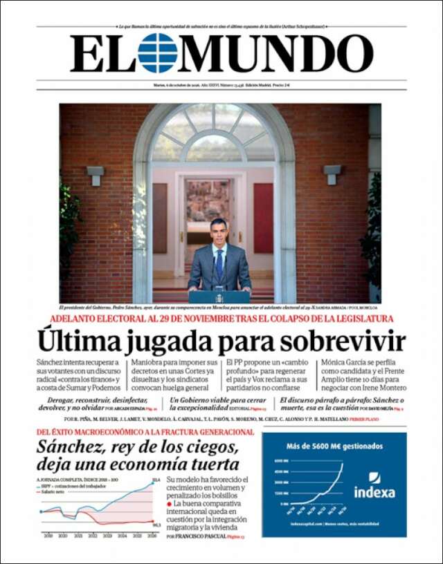 Portada de El Mundo