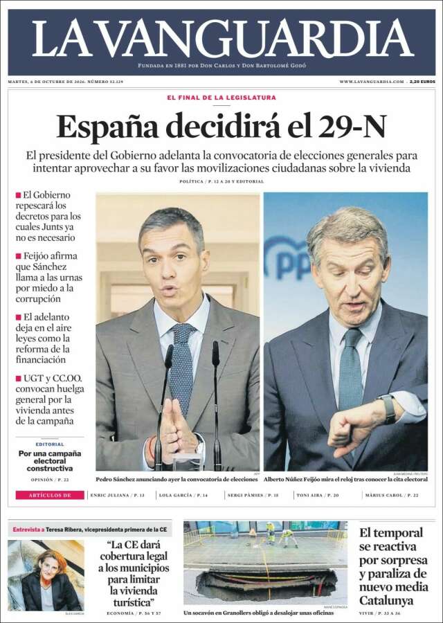 Portada de La Vanguardia