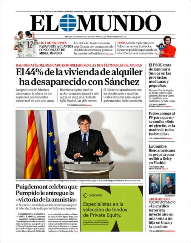Portada de El Mundo