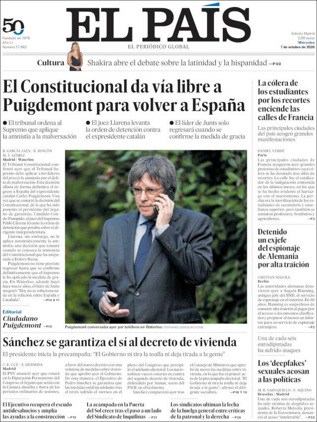 Portada de El País